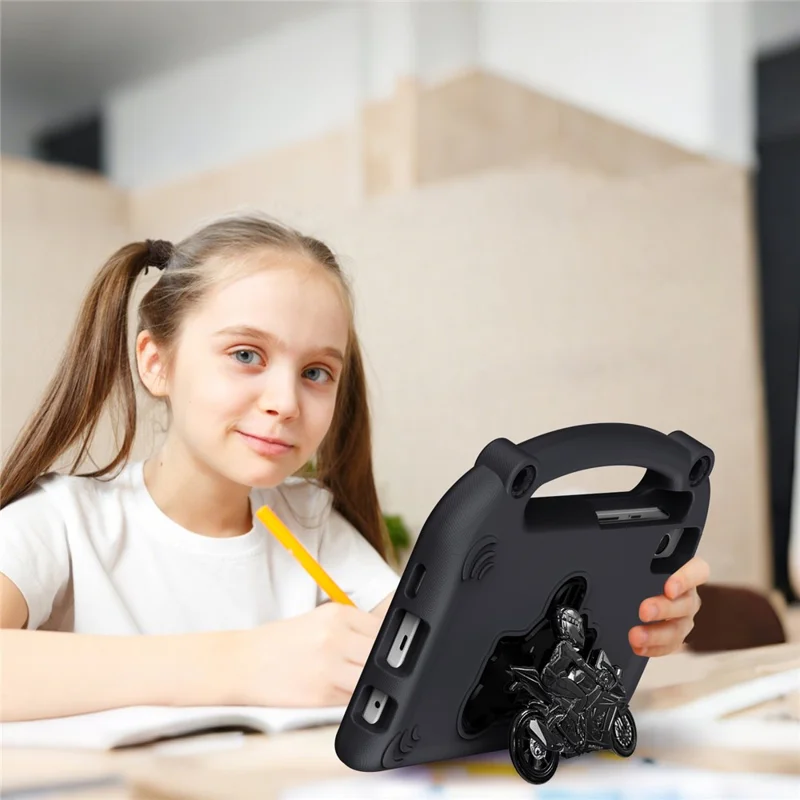 Motorcycle Kickstand EVA Case with Handle For Samsung Galaxy Tab A11 / A9 / A7 Lite 8.7-inch / A 8.0 (2019) - Black