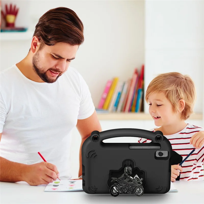 Motorcycle Kickstand EVA Case with Handle For Samsung Galaxy Tab A11 / A9 / A7 Lite 8.7-inch / A 8.0 (2019) - Black