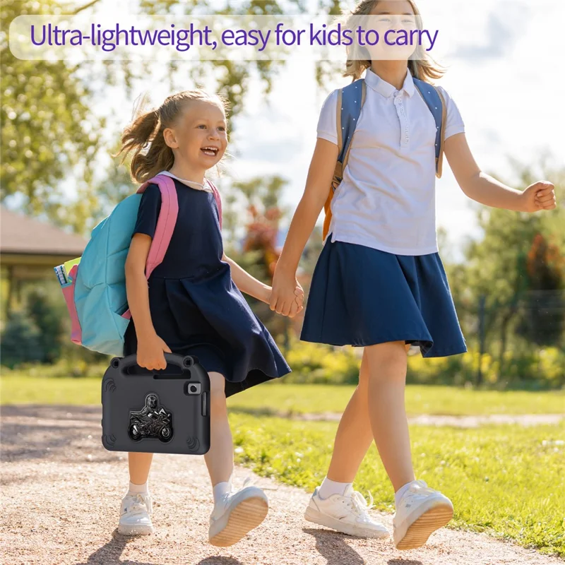 Motorcycle Kickstand EVA Case with Handle For Samsung Galaxy Tab A11 / A9 / A7 Lite 8.7-inch / A 8.0 (2019) - Black