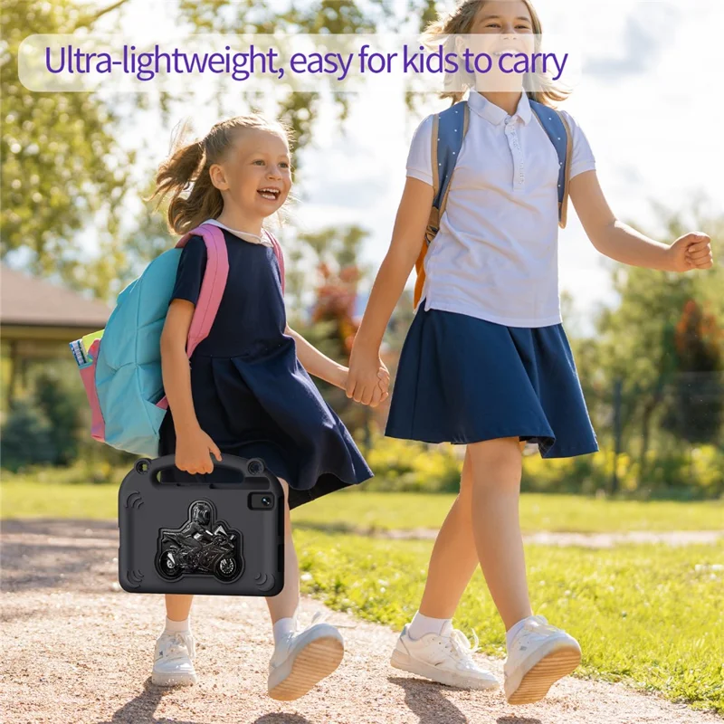 حقيبة إيفا بمسند قابل للطي على شكل دراجة نارية مع مقبض لهاتف Samsung Galaxy Tab S6 Lite (2024) / (2022) / (2020) / A7 10.4 (2022) / (2020) / S5e / S6 / Lenovo Tab M10 Plus / Tab K10 / Huawei MatePad 10.4 (2022) / (2020) - أسود