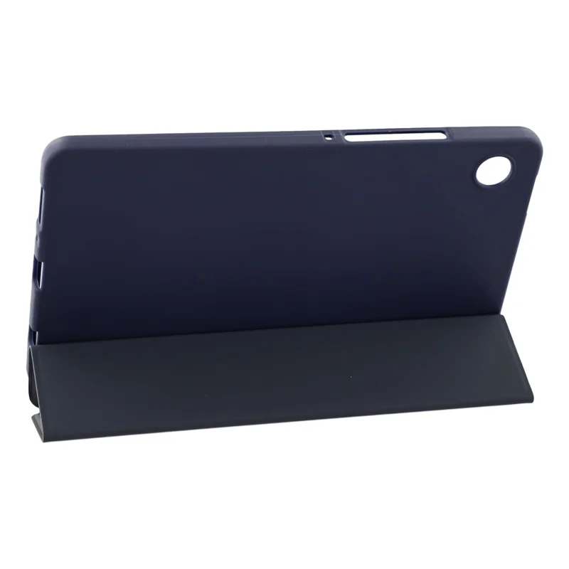 Fodral till Samsung Galaxy Tab A11+ i PU-läder + silikon, trippelflik med ställfunktion - mörkblå