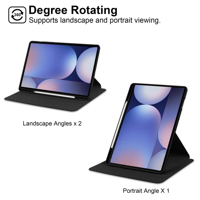 Cover per Samsung Galaxy Tab S11 Ultra con Supporto Rotante, Custodia in Pelle PU, Retro Acrilico Trasparente con Alloggiamento per Penna - Nero
