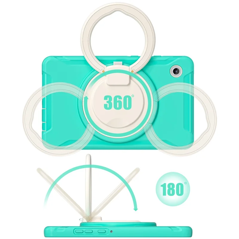 For Samsung Galaxy Tab A11 Case 360 Degree Rotary Kickstand Handle PC + TPU Hybrid Cover - Mint Green