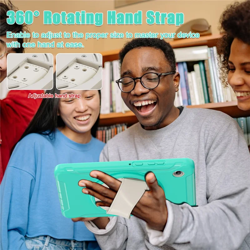 Cover per Samsung Galaxy Tab A11 con Supporto Rotante Custodia PC + TPU per Tablet con Cinturino a Mano - Verde Menta