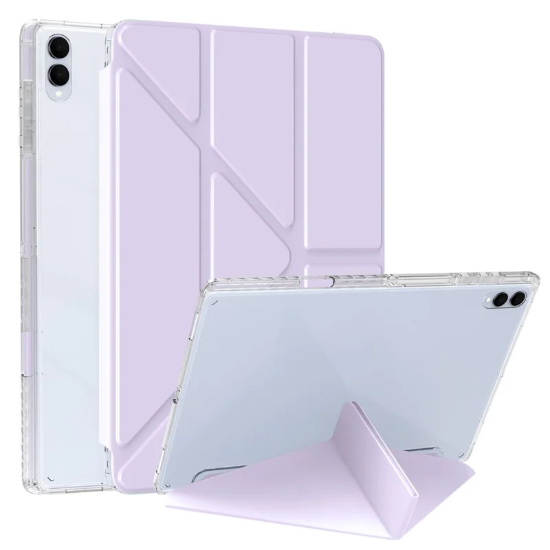 Til Samsung Galaxy Tab S11 Ultra Case PU-læder Origami stående gennemsigtig tabletbeskyttelse - Lyserosa