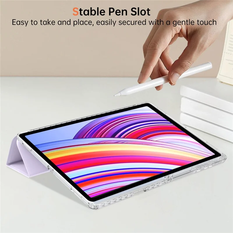 Til Samsung Galaxy Tab S11 Ultra Case PU-læder Origami stående gennemsigtig tabletbeskyttelse - Lyserosa