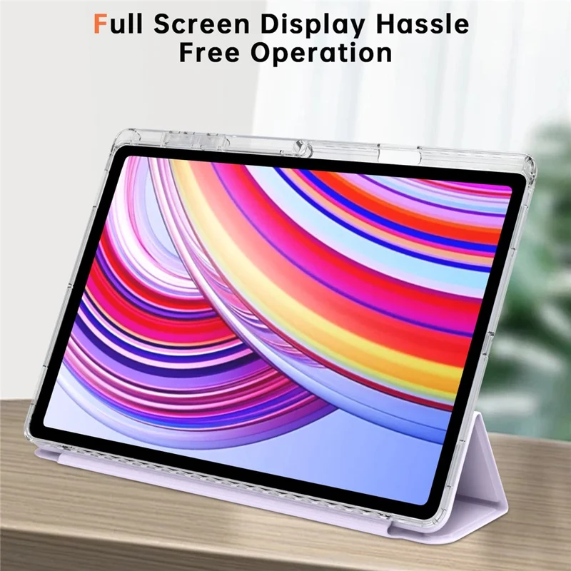 Til Samsung Galaxy Tab S11 Ultra Case PU-læder Origami stående gennemsigtig tabletbeskyttelse - Lyserosa