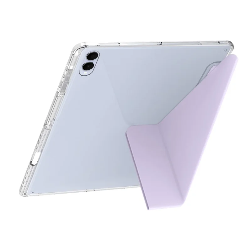 Til Samsung Galaxy Tab S11 Ultra Case PU-læder Origami stående gennemsigtig tabletbeskyttelse - Lyserosa