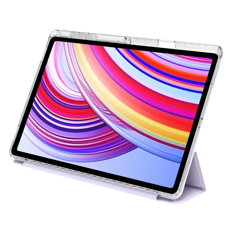 Til Samsung Galaxy Tab S11 Ultra Case PU-læder Origami stående gennemsigtig tabletbeskyttelse - Lyserosa