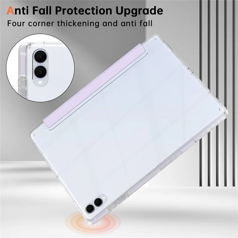 Til Samsung Galaxy Tab S11 Ultra Case PU-læder Origami stående gennemsigtig tabletbeskyttelse - Lyserosa