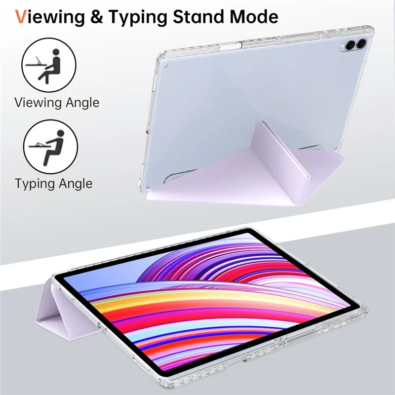 Til Samsung Galaxy Tab S11 Ultra Case PU-læder Origami stående gennemsigtig tabletbeskyttelse - Lyserosa