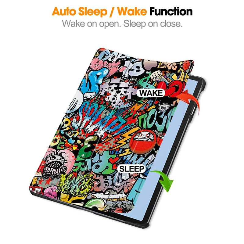 غطاء جراب من الجلد بطبعة زخرفية مع حامل لهواوي ميت باد 11.5 2025 - جرافيتي