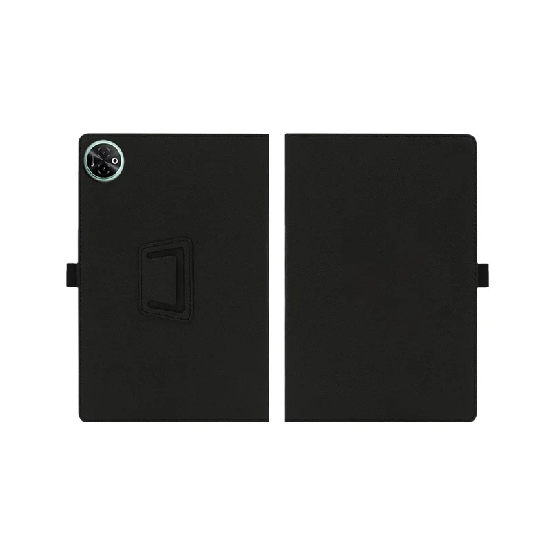 For Doogee Tab E3 Max Case Stand PU Leather Tablet Cover Built-in Hand Strap - Black