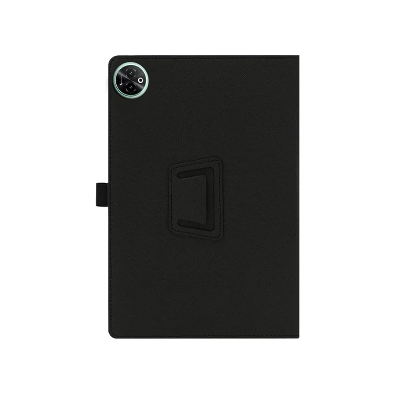 For Doogee Tab E3 Max Case Stand PU Leather Tablet Cover Built-in Hand Strap - Black