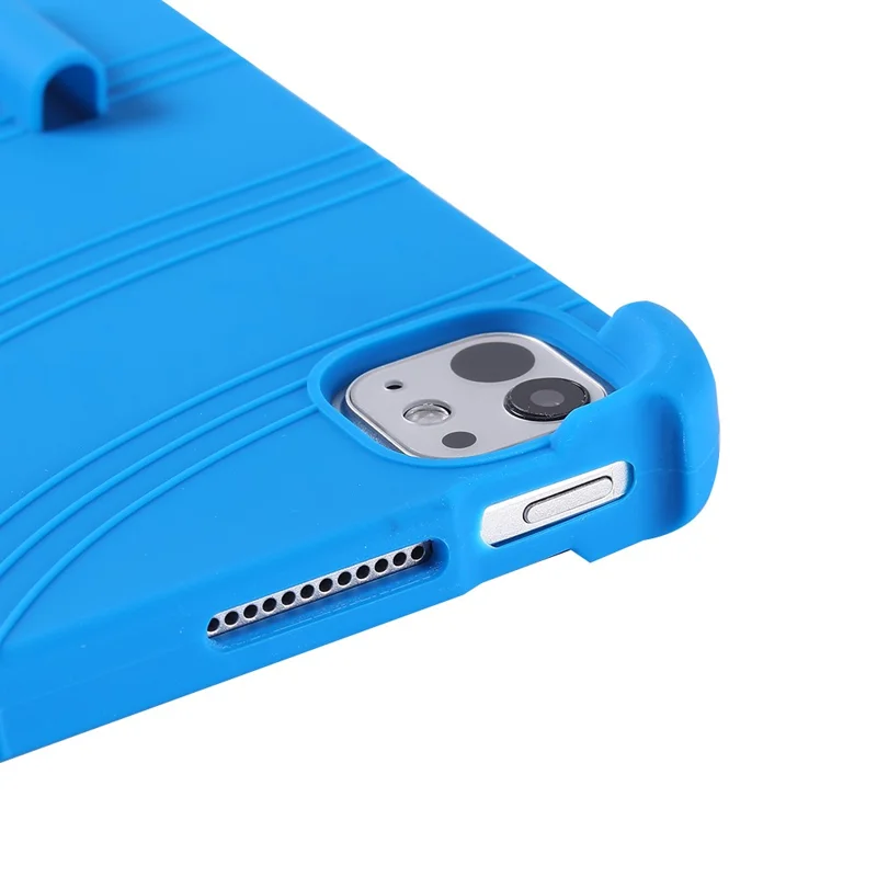 For iPad Pro 13 (2025) Case Adjustable Kickstand Silicone Tablet Protective Cover - Dark Blue