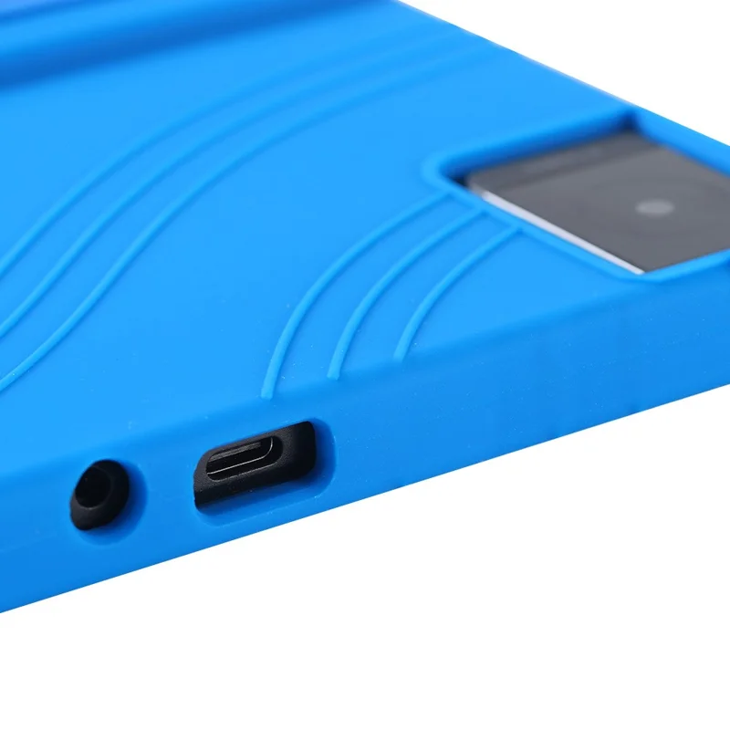 Für TCL Tab 10L Gen4 10.1 Zoll Hülle mit einstellbarem Ständer, Silikon-Tablet-Schutzhülle - Dunkelblau