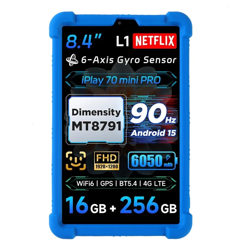 For Alldocube iPlay 70 mini Pro Case Adjustable Kickstand Silicone Tablet Protective Cover - Dark Blue