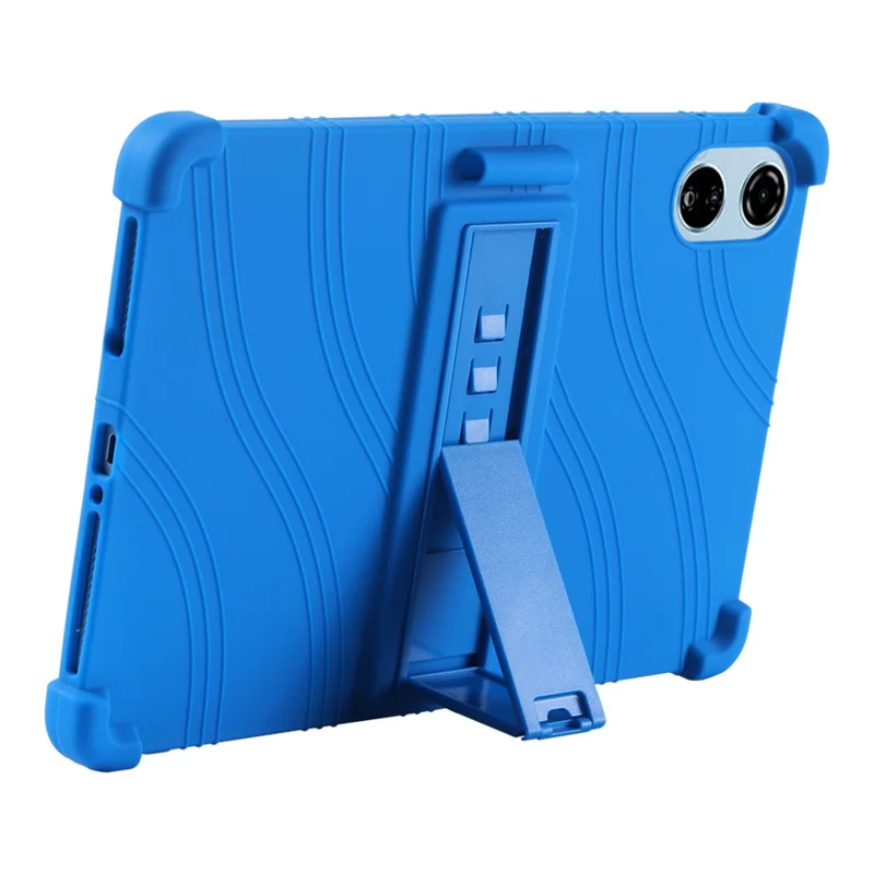 Til Blackview Mega 3 Taske Justerbar Standfod Silicone Tablet Beskyttelsesdæksel - Mørkeblå