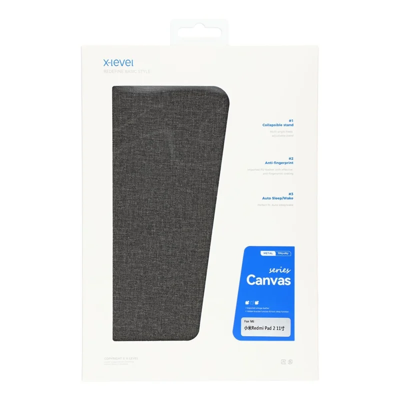 X-LEVEL For Xiaomi Redmi Pad 2 Case Cloth Texture Leather Tablet Cover - Grey