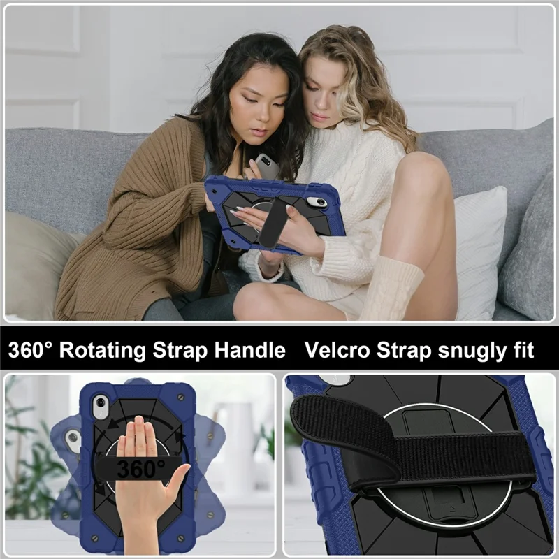 Custodia per Tablet Lenovo Idea Tab / Tab K11 Gen 2 / Xiaoxin Pad 11 2025 / Tab M11 Cover in Silicone + PC con Supporto e Cinghia - Blu Navy / Nero