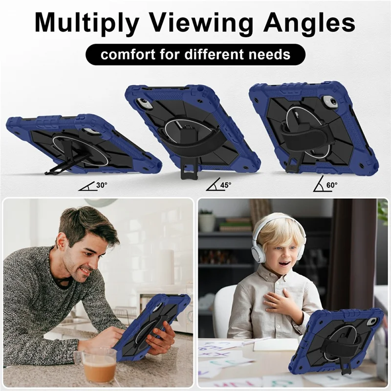 Custodia per Tablet Lenovo Idea Tab / Tab K11 Gen 2 / Xiaoxin Pad 11 2025 / Tab M11 Cover in Silicone + PC con Supporto e Cinghia - Blu Navy / Nero