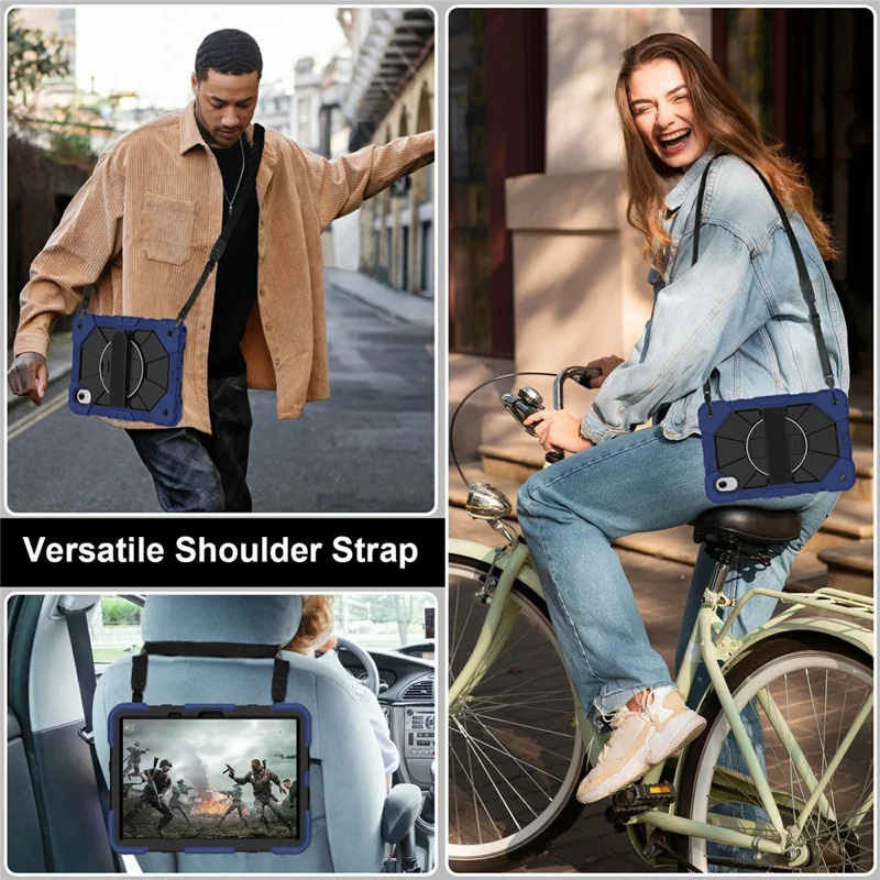 Custodia per Tablet Lenovo Idea Tab / Tab K11 Gen 2 / Xiaoxin Pad 11 2025 / Tab M11 Cover in Silicone + PC con Supporto e Cinghia - Blu Navy / Nero