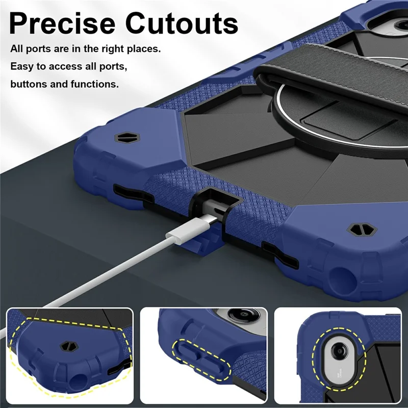 Custodia per Tablet Lenovo Idea Tab / Tab K11 Gen 2 / Xiaoxin Pad 11 2025 / Tab M11 Cover in Silicone + PC con Supporto e Cinghia - Blu Navy / Nero