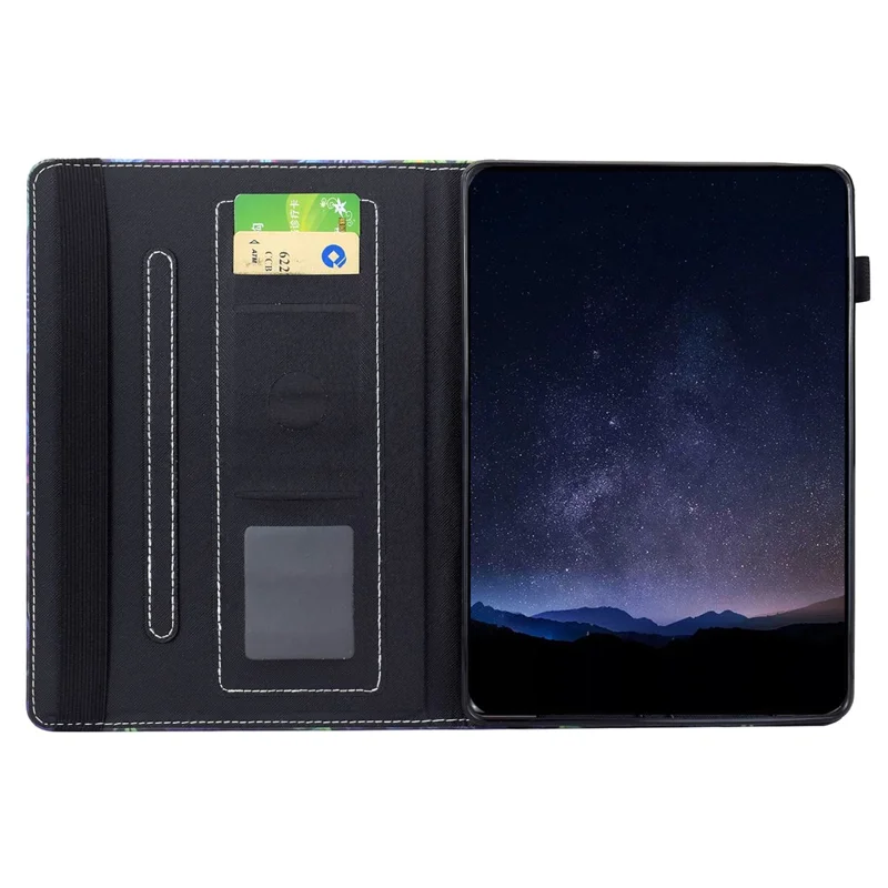 غطاء جلد لجهاز iPad (2025) / iPad 10.9 بوصة (2022) مع طباعة زخرفية وفتحات لوضع البطاقات وحامل ووظيفة الإيقاف والاستيقاظ التلقائي - قط ملون
