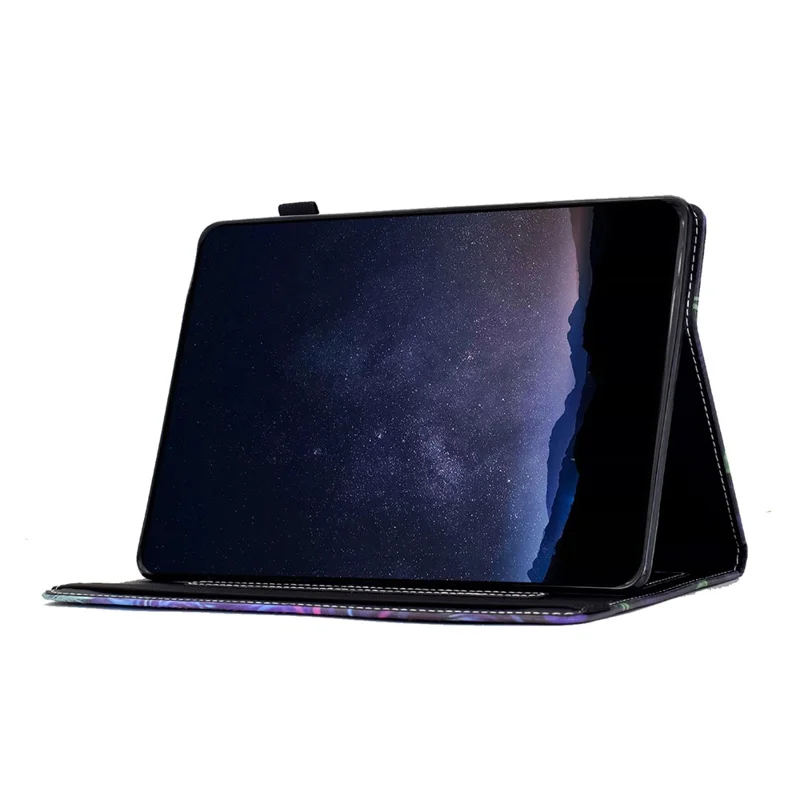 غطاء جلد لجهاز iPad (2025) / iPad 10.9 بوصة (2022) مع طباعة زخرفية وفتحات لوضع البطاقات وحامل ووظيفة الإيقاف والاستيقاظ التلقائي - قط ملون