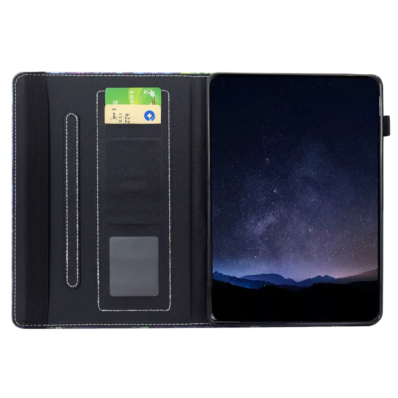 For Samsung Galaxy Tab A11+ / A9+ Leather Case Pattern Print Card Slots Stand Auto Sleep Wake Tablet Cover - Colorful Cat