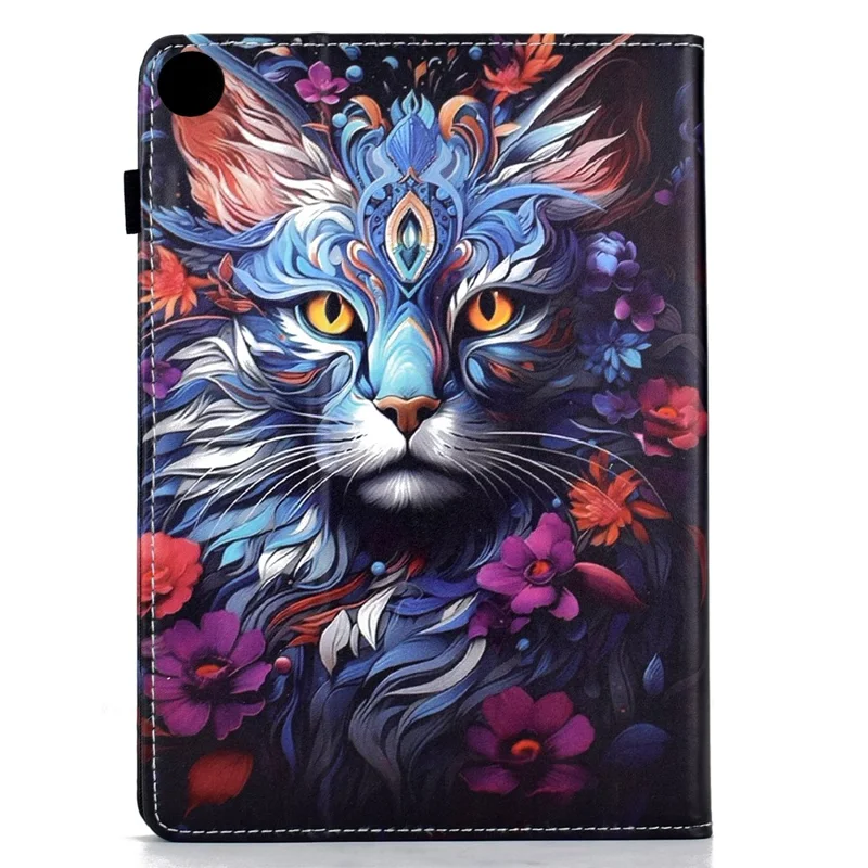 For Samsung Galaxy Tab A11+ / A9+ Leather Case Pattern Print Card Slots Stand Auto Sleep Wake Tablet Cover - Colorful Cat