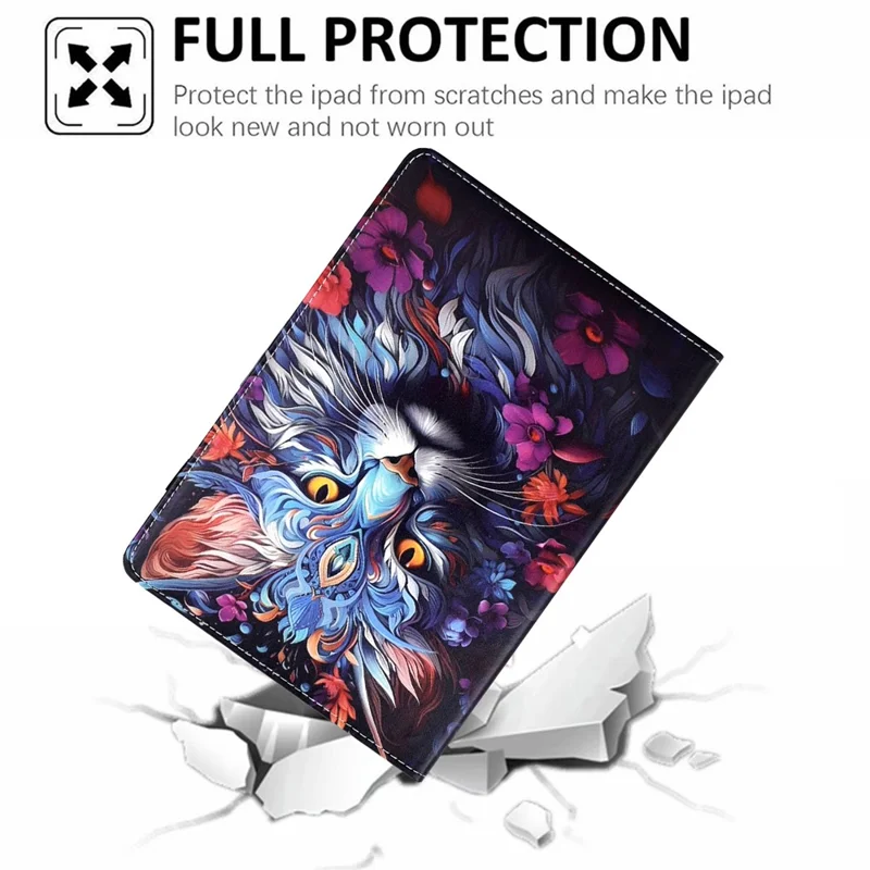 For Lenovo Xiaoxin Pad 11 2025 Leather Case Pattern Print Card Slots Stand Auto Sleep Wake Tablet Cover - Colorful Cat