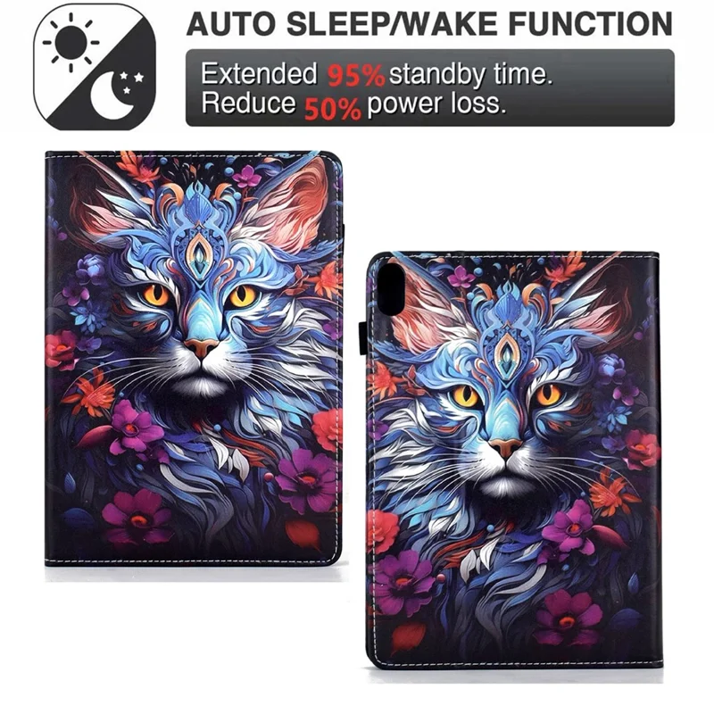 For Xiaomi Redmi Pad 2 Leather Case Pattern Print Card Slots Stand Auto Sleep Wake Tablet Cover - Colorful Cat