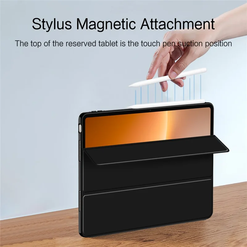For Honor MagicPad 3 Pro Case PU Leather TPU Back Trifold Stand Tablet Cover - Black
