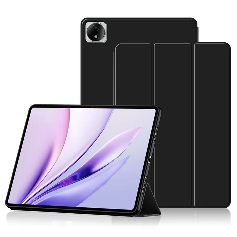 For Honor MagicPad3 Case PU Leather TPU Back Trifold Stand Tablet Cover - Black