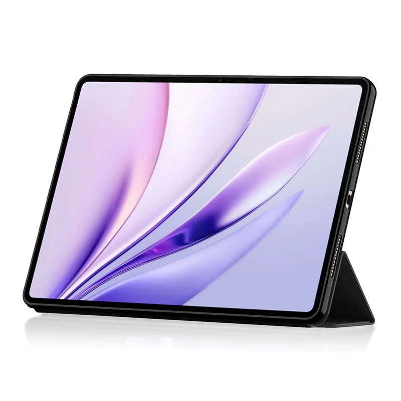 For Honor MagicPad3 Case PU Leather TPU Back Trifold Stand Tablet Cover - Black