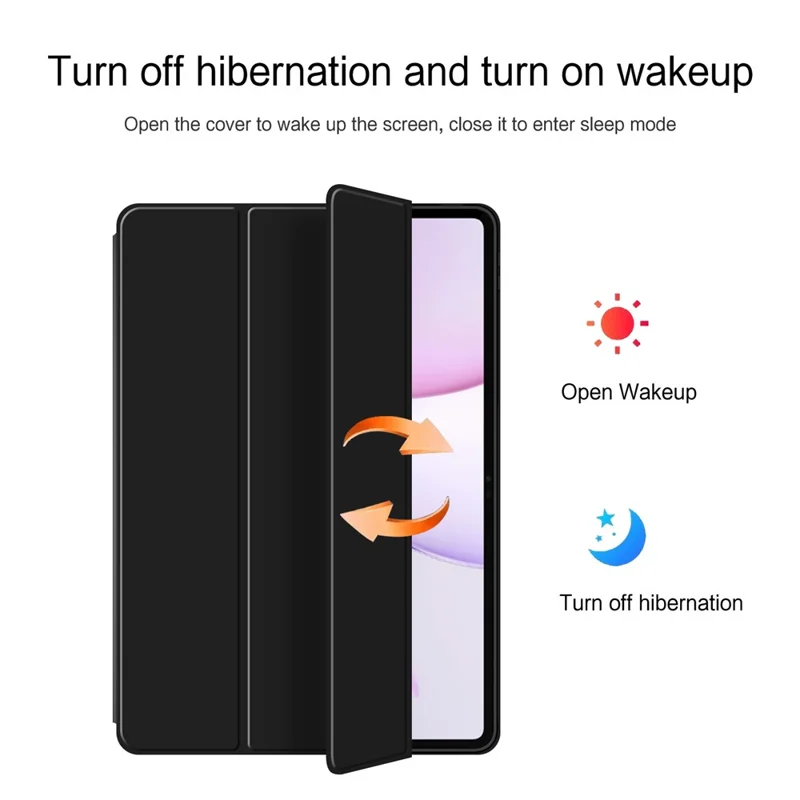 For Honor MagicPad3 Case PU Leather TPU Back Trifold Stand Tablet Cover - Black