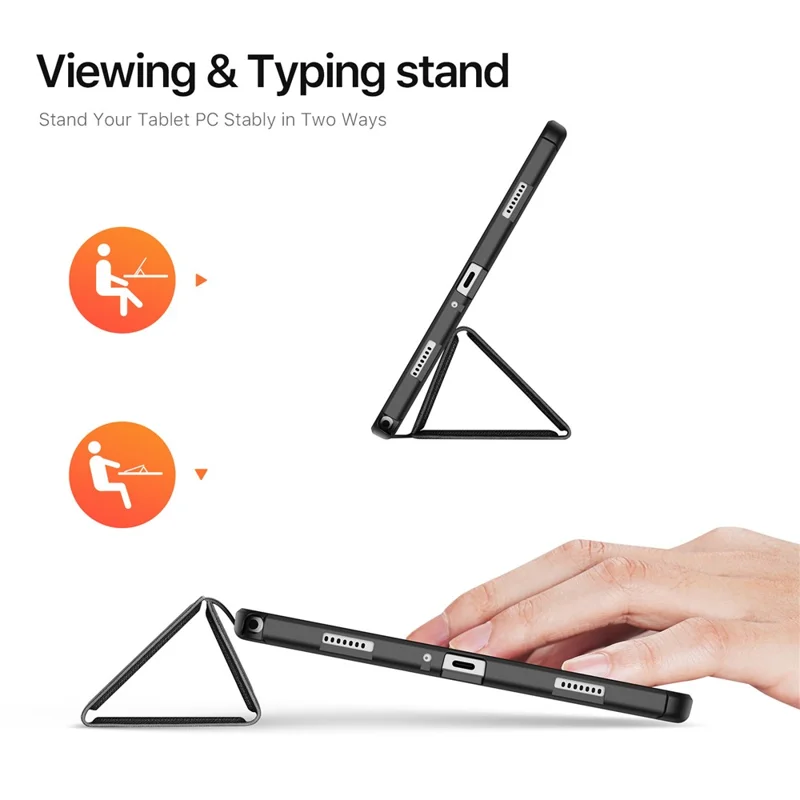 DUX DUCIS Domo-serie til Samsung Galaxy Tab A9+ skærmhylster med foldet stå- og tastaturstøtte, læderdæksel med automatisk tænd/sluk - Sort