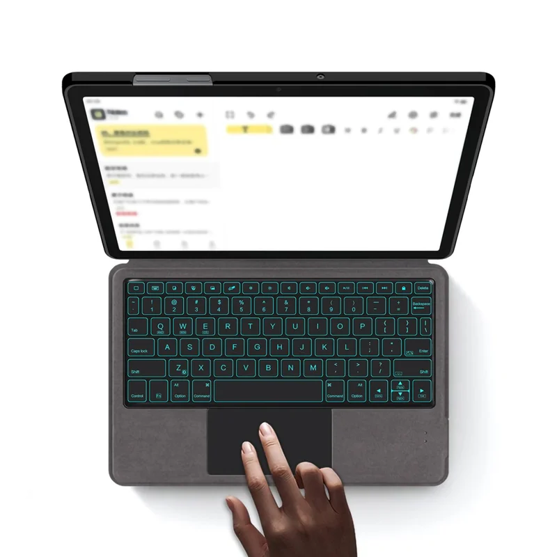 Samsung Galaxy Tab A11+ Lederetui + Touchpad Bluetooth-kompatible Tastatur mit Hintergrundbeleuchtung