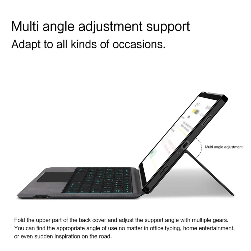 Samsung Galaxy Tab A11+ Lederetui + Touchpad Bluetooth-kompatible Tastatur mit Hintergrundbeleuchtung