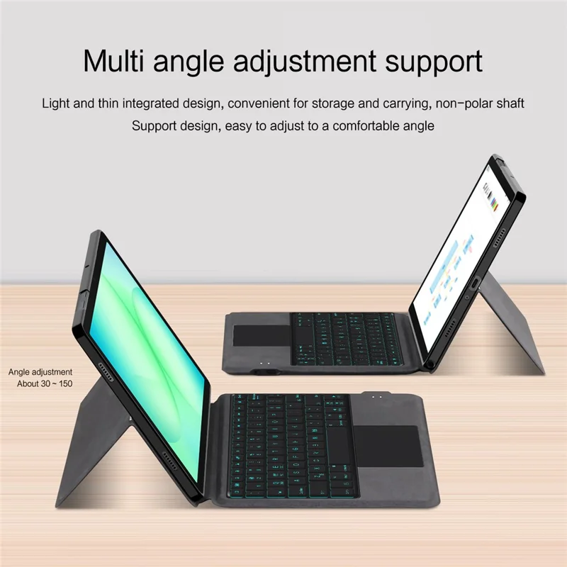 Samsung Galaxy Tab A11+ Lederetui + Touchpad Bluetooth-kompatible Tastatur mit Hintergrundbeleuchtung