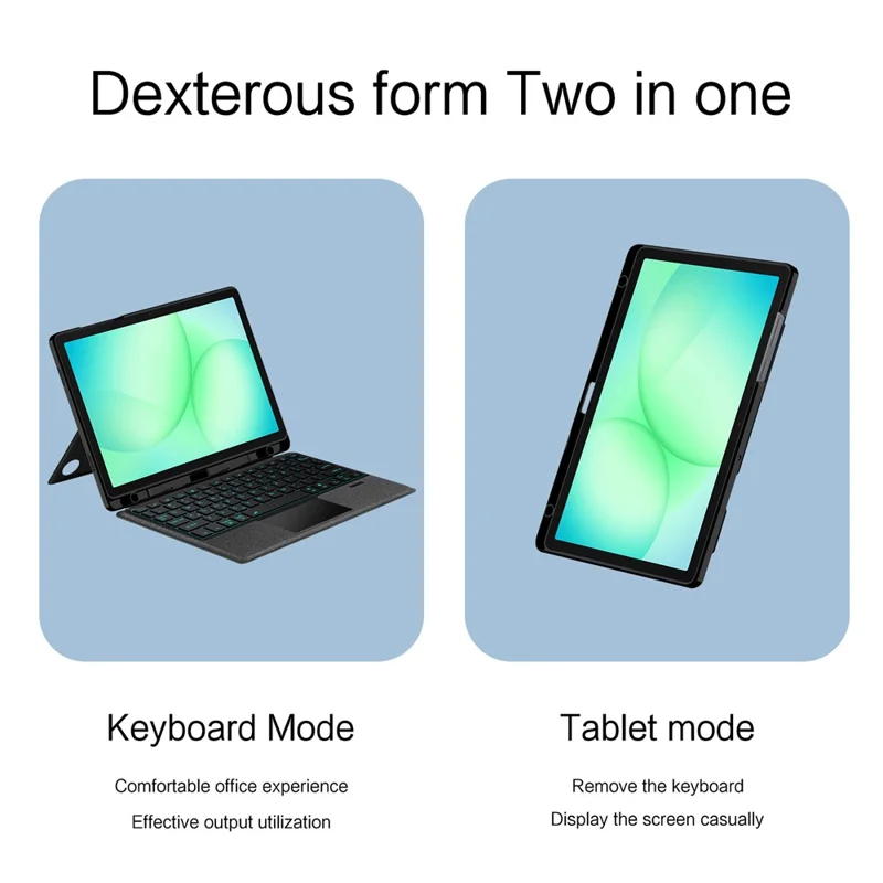 For Samsung Galaxy Tab A11+ Leather Case + Bluetooth-Compatible Keyboard with Backlight Trackpad