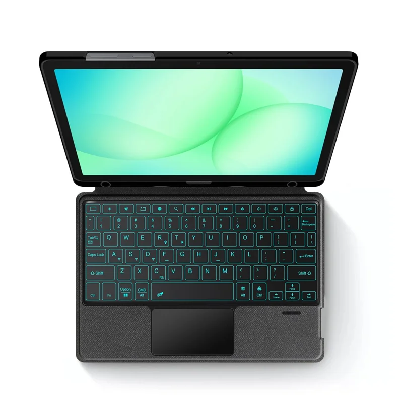 For Samsung Galaxy Tab A11+ Leather Case + Bluetooth-Compatible Keyboard with Backlight Trackpad