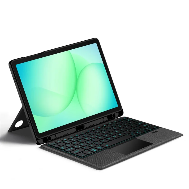 For Samsung Galaxy Tab A11+ Leather Case + Bluetooth-Compatible Keyboard with Backlight Trackpad