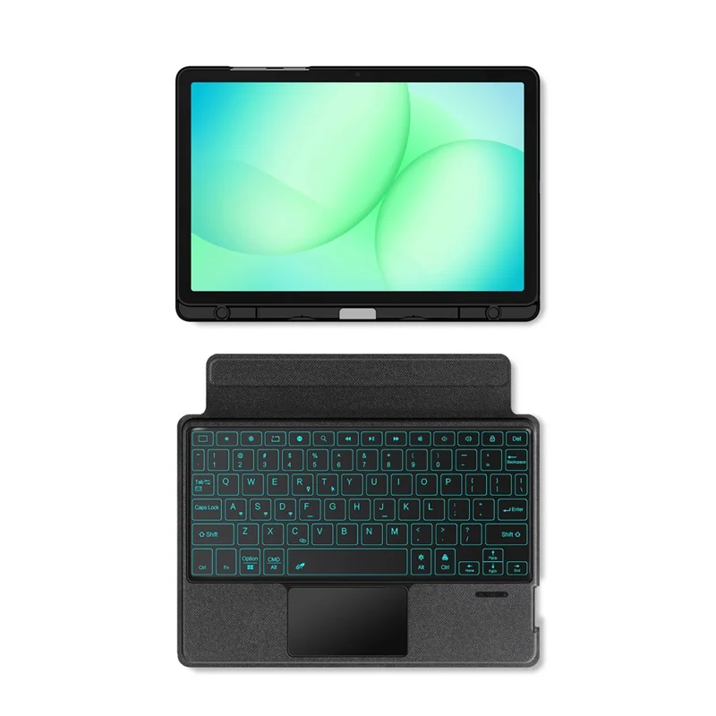 For Samsung Galaxy Tab A11+ Leather Case + Bluetooth-Compatible Keyboard with Backlight Trackpad