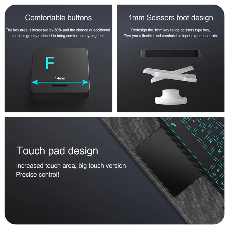 For Samsung Galaxy Tab A11+ Leather Case + Bluetooth-Compatible Keyboard with Backlight Trackpad