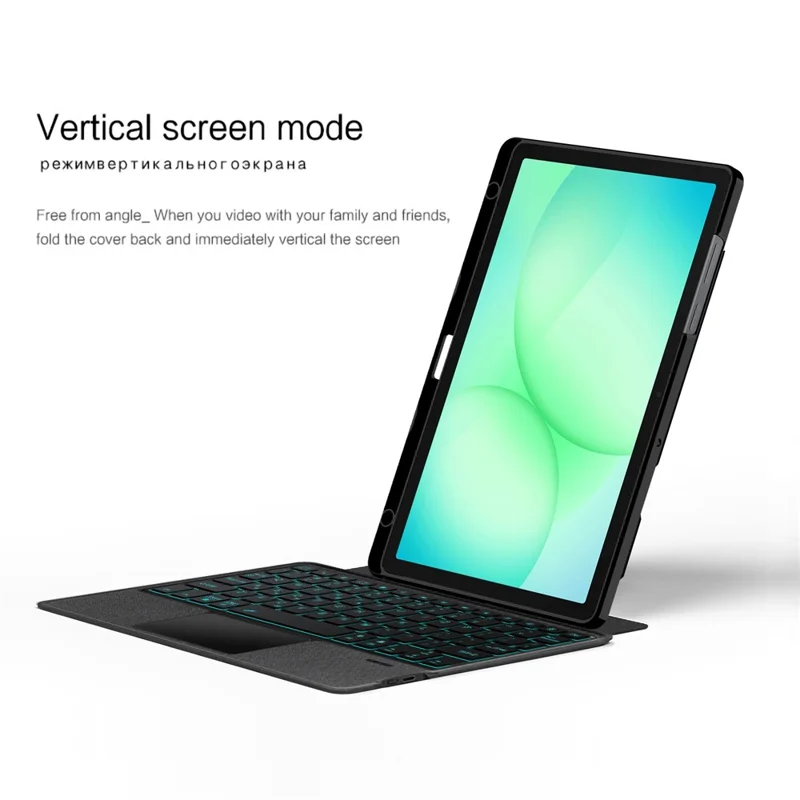 For Samsung Galaxy Tab A11+ Leather Case + Bluetooth-Compatible Keyboard with Backlight Trackpad