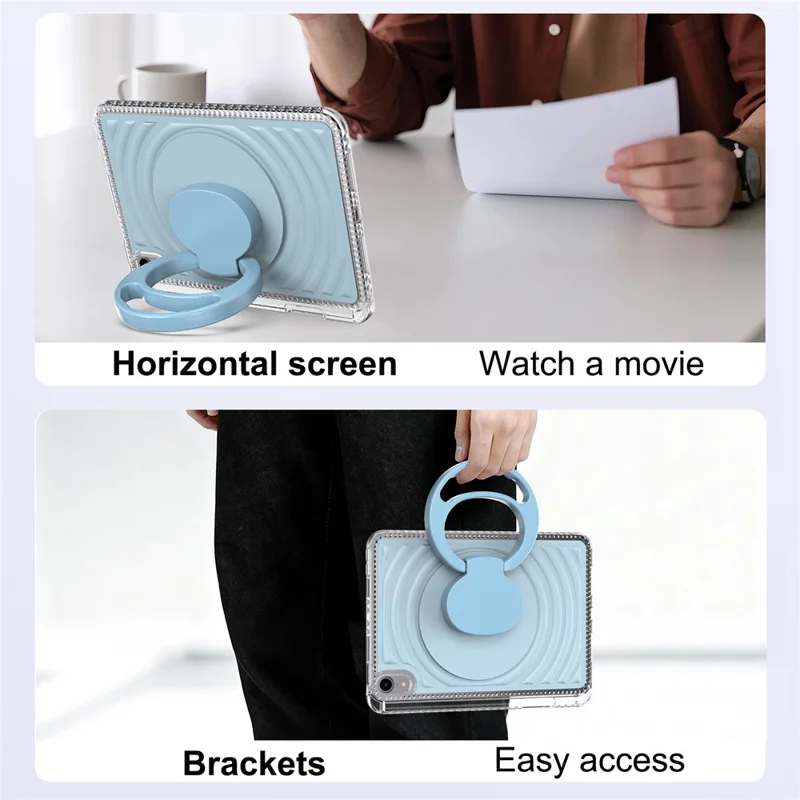 For iPad mini (2024)  /  (2021) Case Kickstand Wave Pattern Shockproof TPU + PC Tablet Cover - Baby Blue