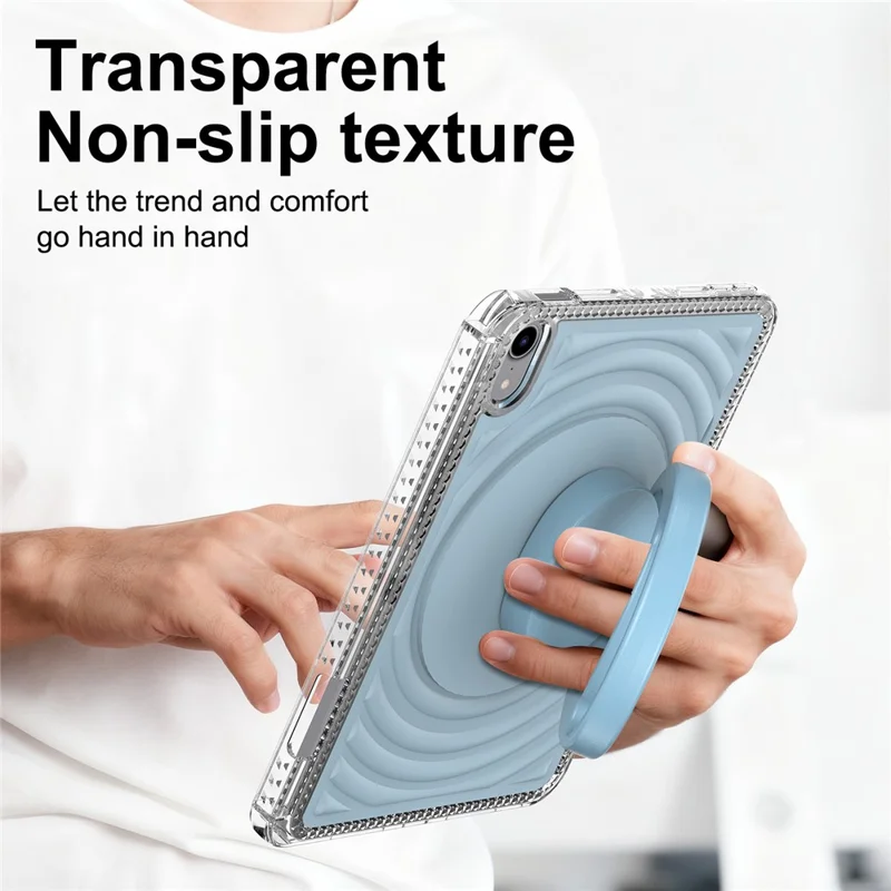 For iPad mini (2024)  /  (2021) Case Kickstand Wave Pattern Shockproof TPU + PC Tablet Cover - Baby Blue