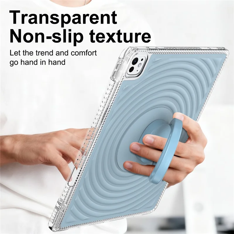 Étui pour tablette pour iPad Air 13 (2025) / (2024) / Pro 13 (2025) / (2024) / Pro 12.9 (2022) / (2021) / (2020) / (2018) Support de support Motif vague antichoc TPU + Housse PC - Bleu bébé